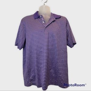 Bobby Jones Short Sleeve Mens Purple and White Stripe Polo Size Large